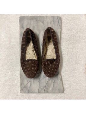 UGG Australia Ansley Studded Suede Shearling Moccasin Loafer Flats Brown Size 6